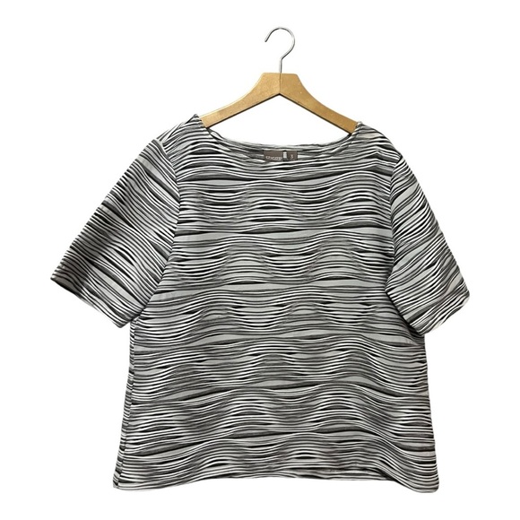 Chico's Size 3 (XL) Top Blouse Textured Boxy Short Sleeves Career Office Work - Picture 1 of 5